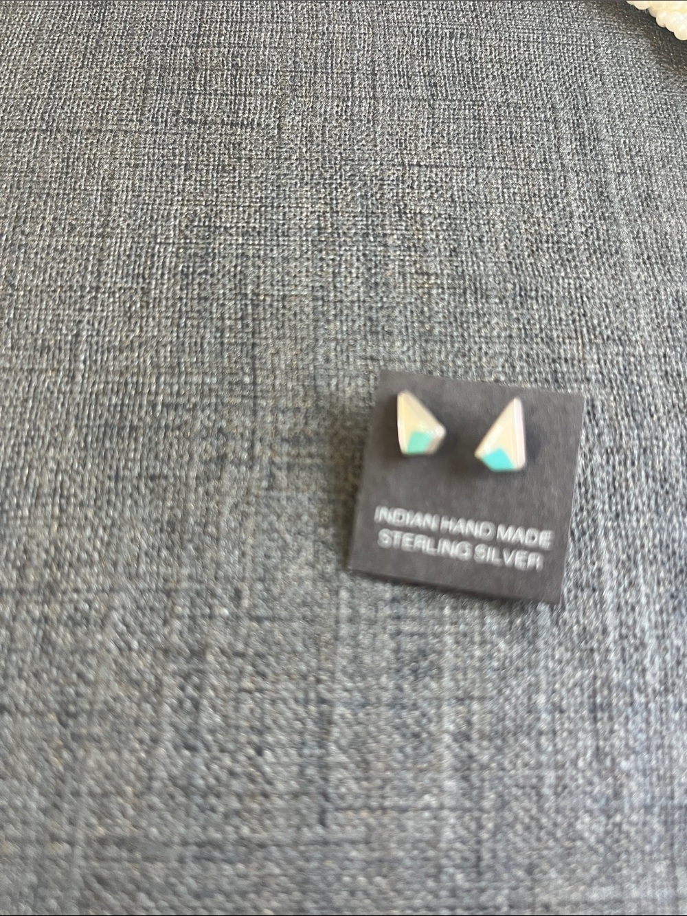 Sterling Silver Triangle Turquoise Inlay Stud Earrings